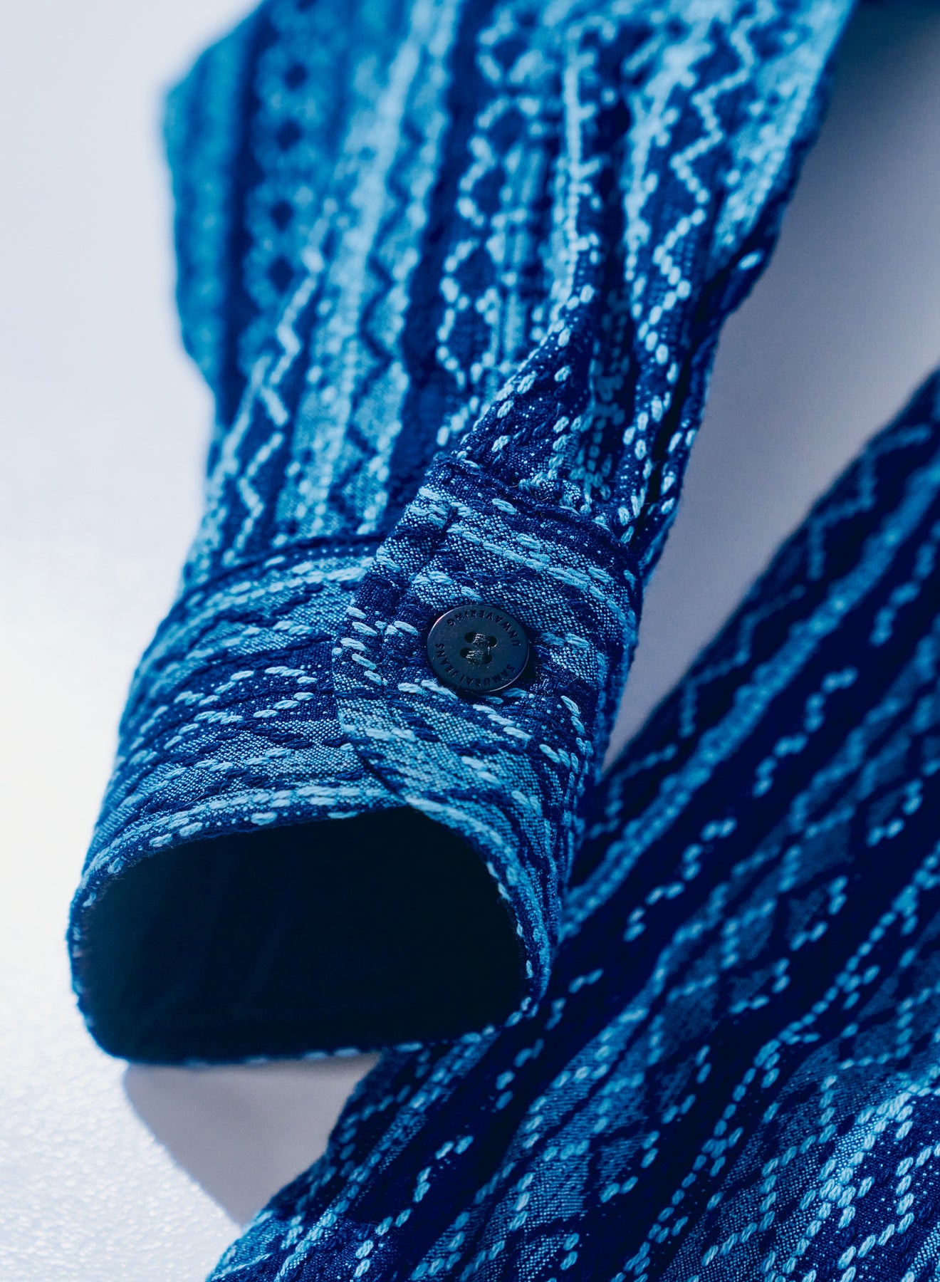 SSS25-SKS 藍刺し子ストライプシャツ