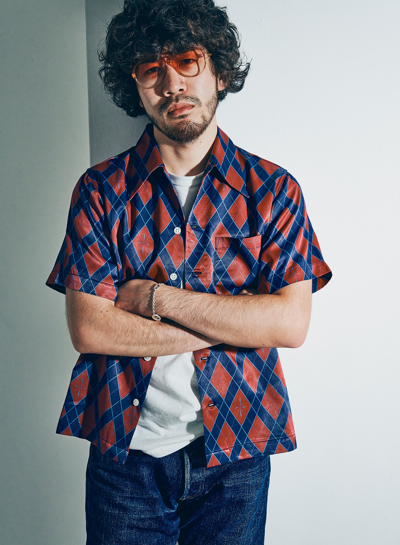 HSA25-01 蛇アーガイル総柄シャツ