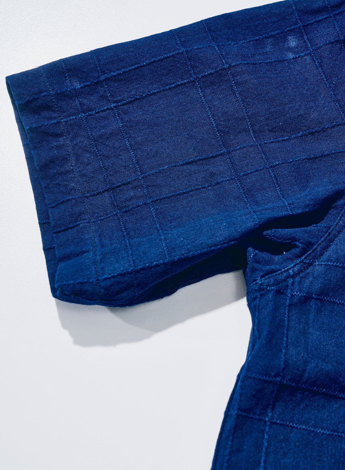 SOS26-ARS (Indigo Sashiko Lattice Open Collar Shirt)