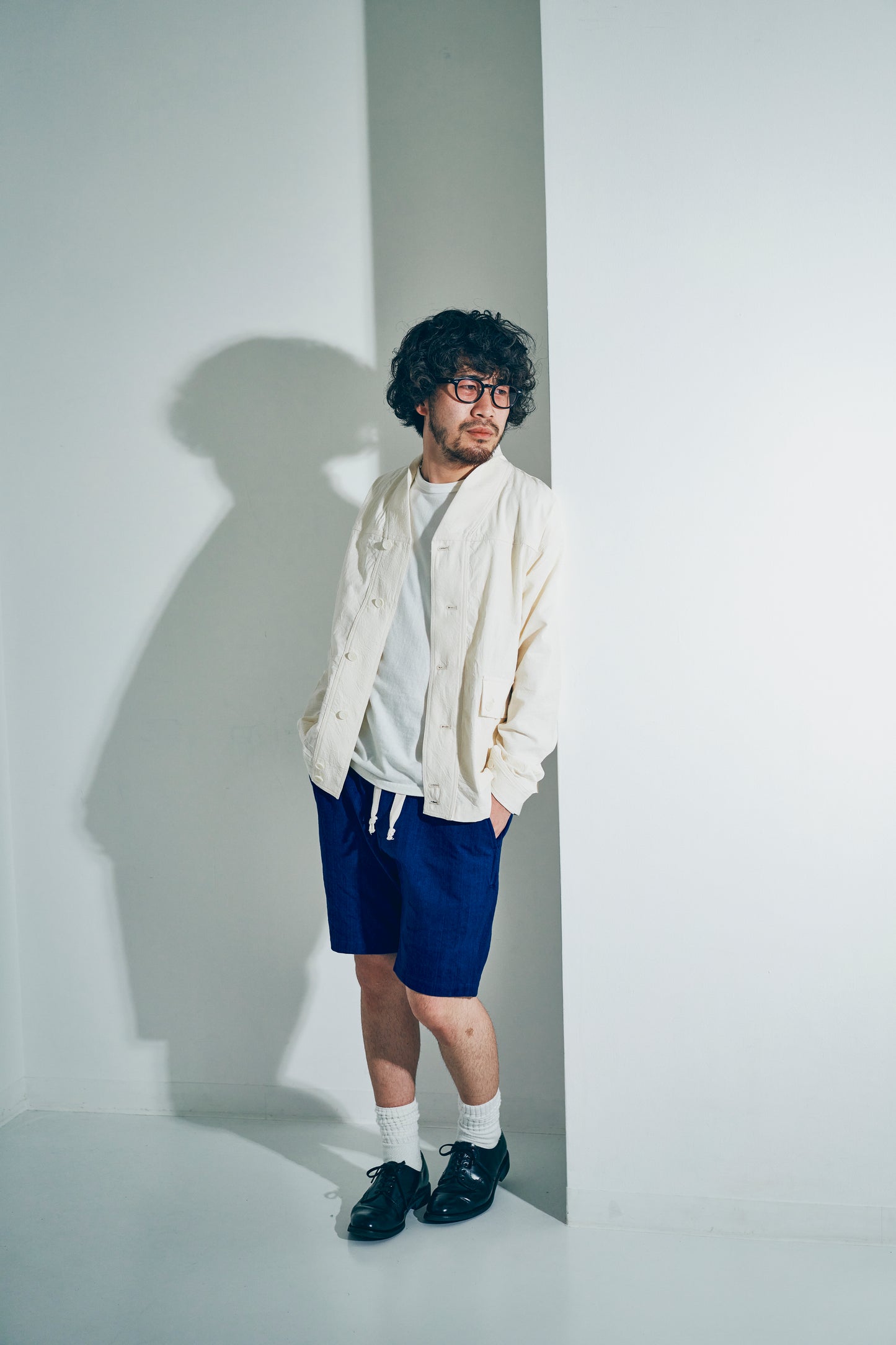 SJSP25-AHB 藍浅葱へリンボンイージーショーツ