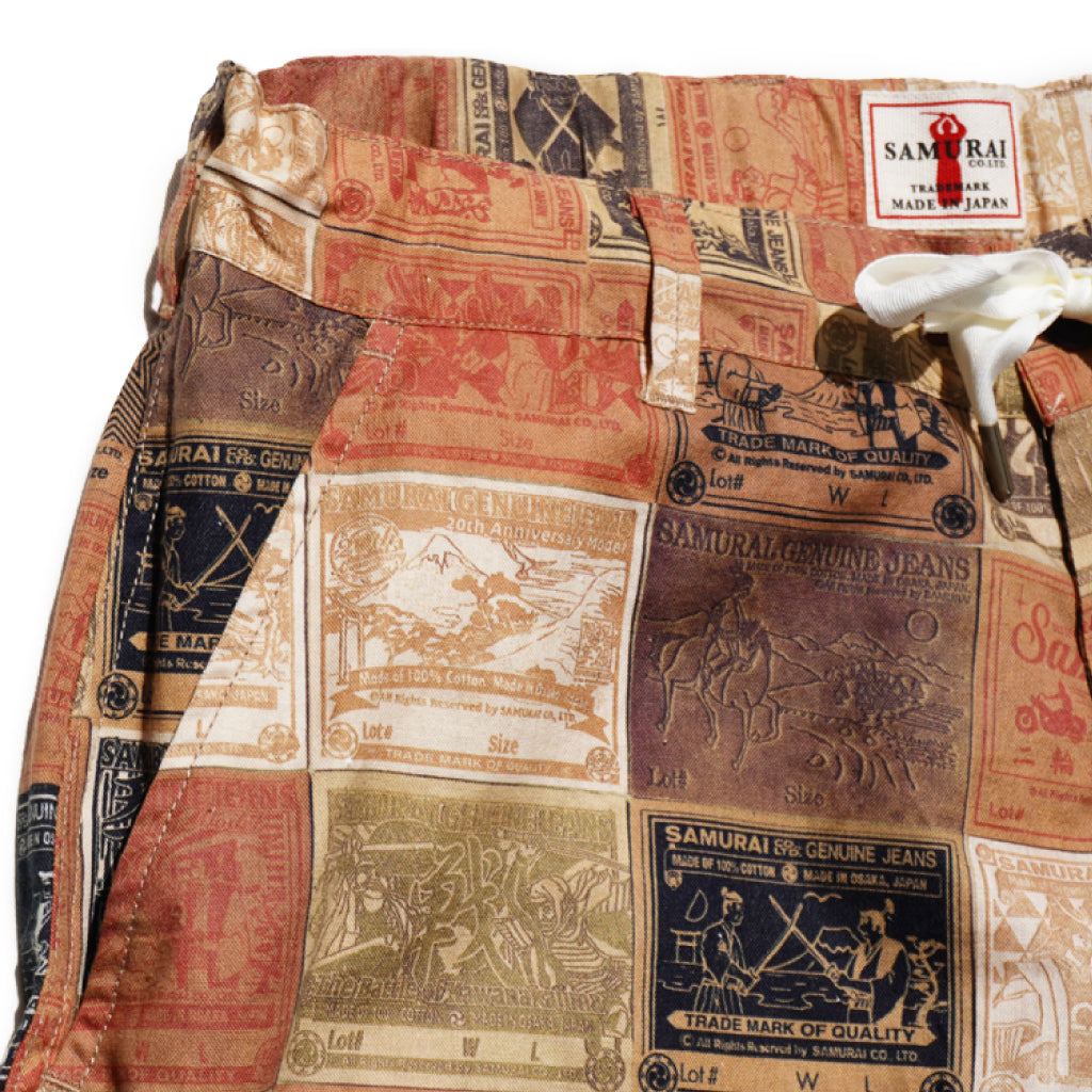 SJSP23-PC パッチ総柄生地イージーショーツ