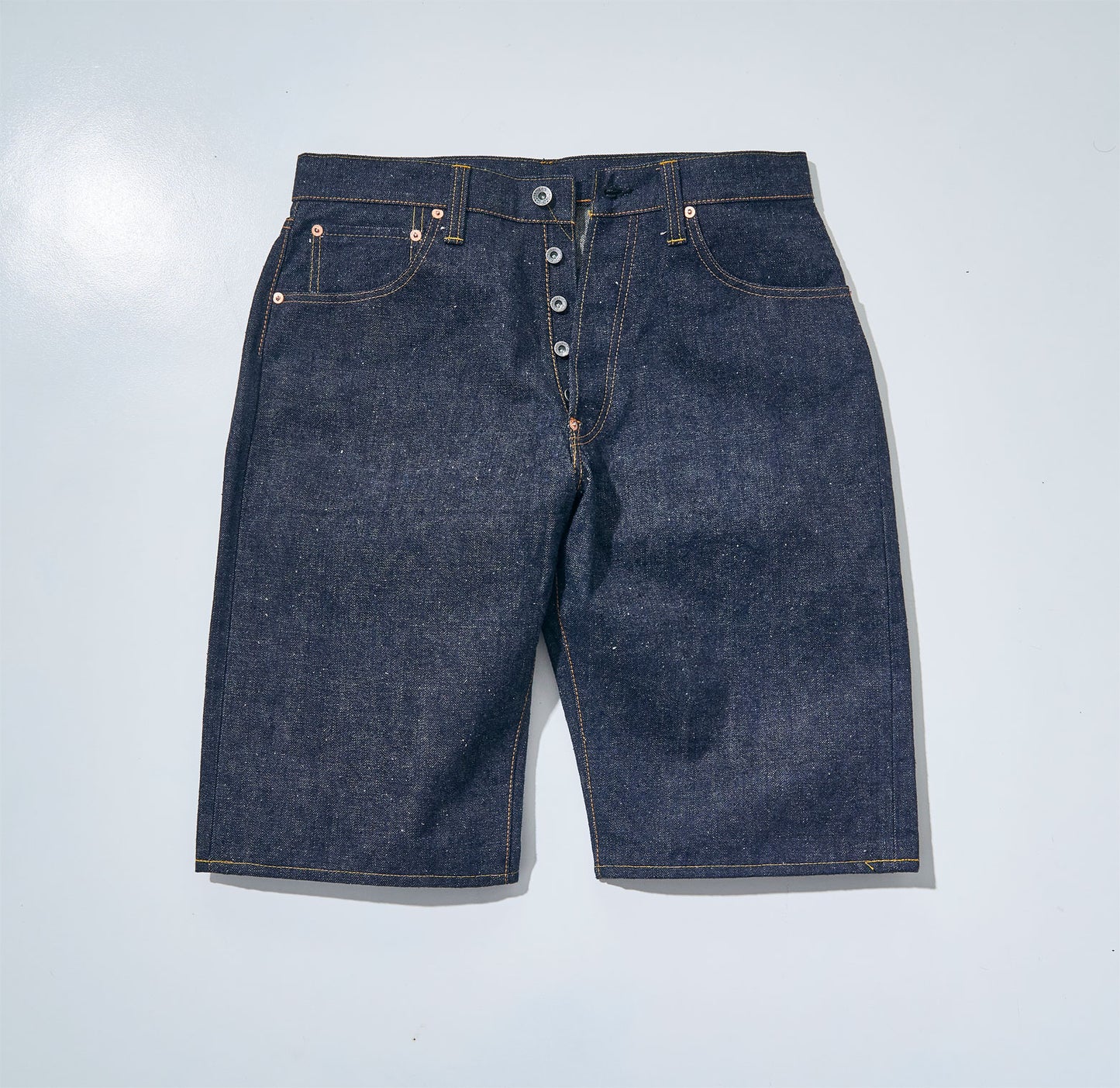 15oz INDIGO DENIM / 15oz SELVEDGE CHINO CLOTH SHORTS MID-HIGH RISE
