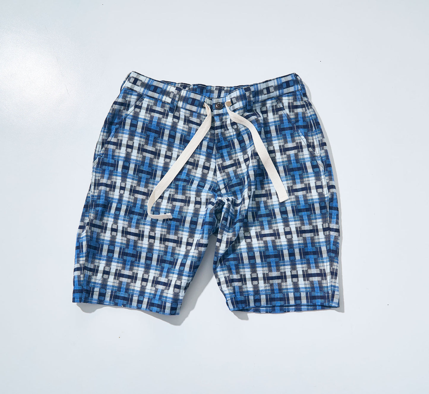 SJSP24-AK INDIGO BROKEN LATTICE EASY SHORTS