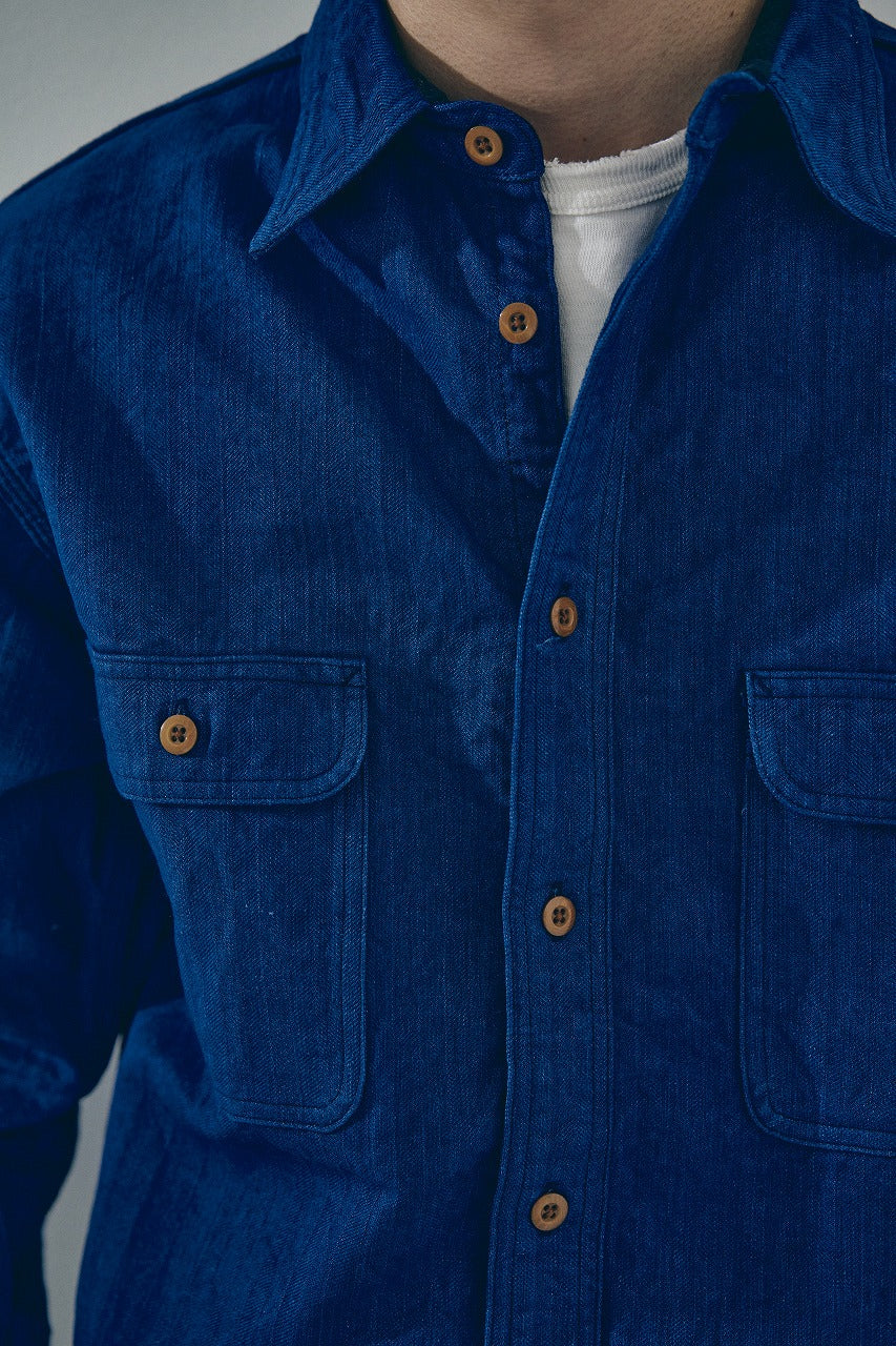 SSS25-AHB 藍浅葱へリンボンワークシャツ