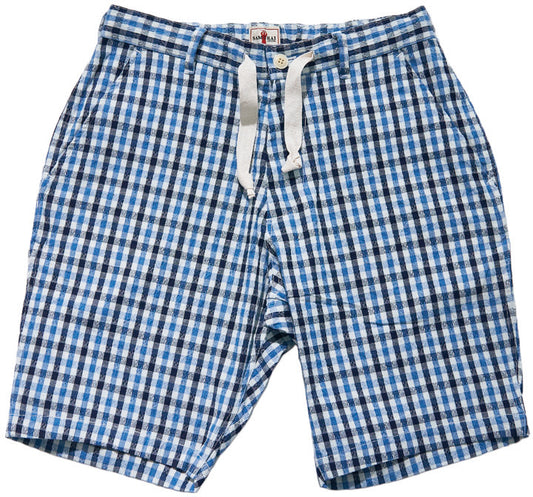SJSP25-CS 藍刺し子ギンガムチェックイージーショーツ