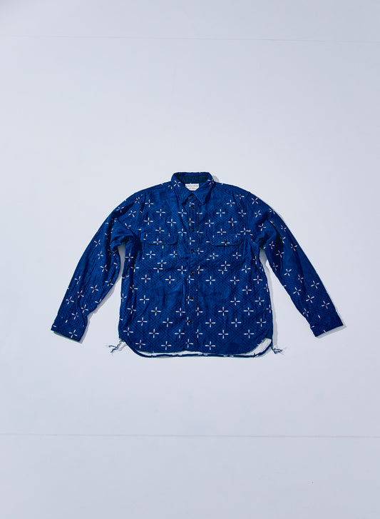 SSS25-02 Narihirabishi Goldfish Pattern Jacquard Work Shirt