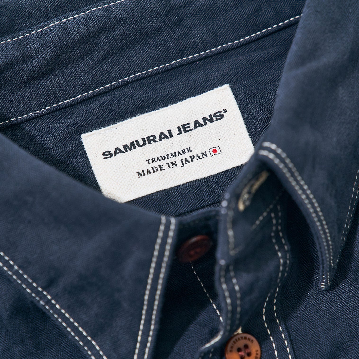 15周年 SAMURAI JEANS デニムシャツ チンスト 裾マチ 濃紺 XL SHIRT | SAMURAI JEANS ONLINE STORE