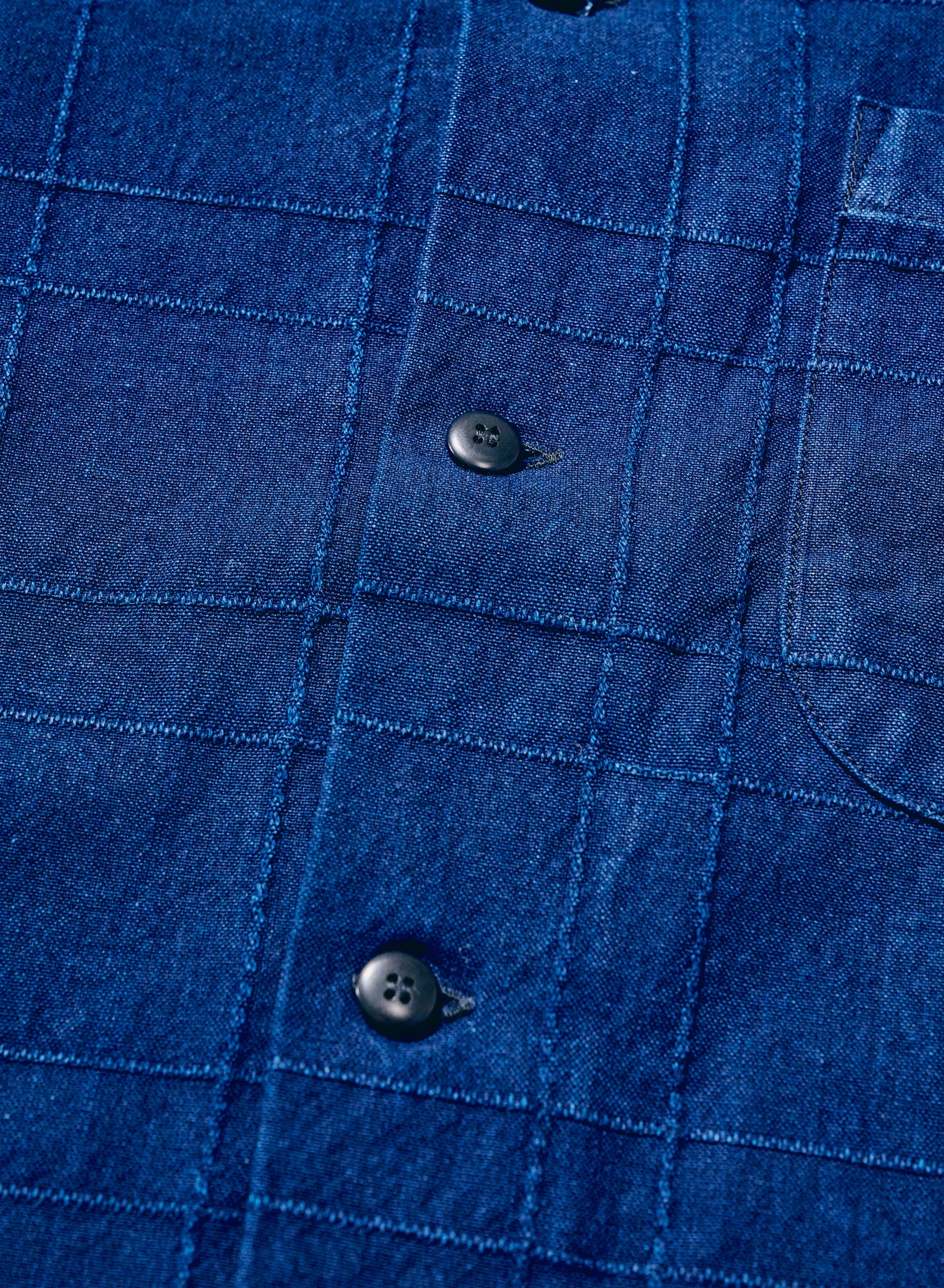 SOS26-ARS (Indigo Sashiko Lattice Open Collar Shirt)