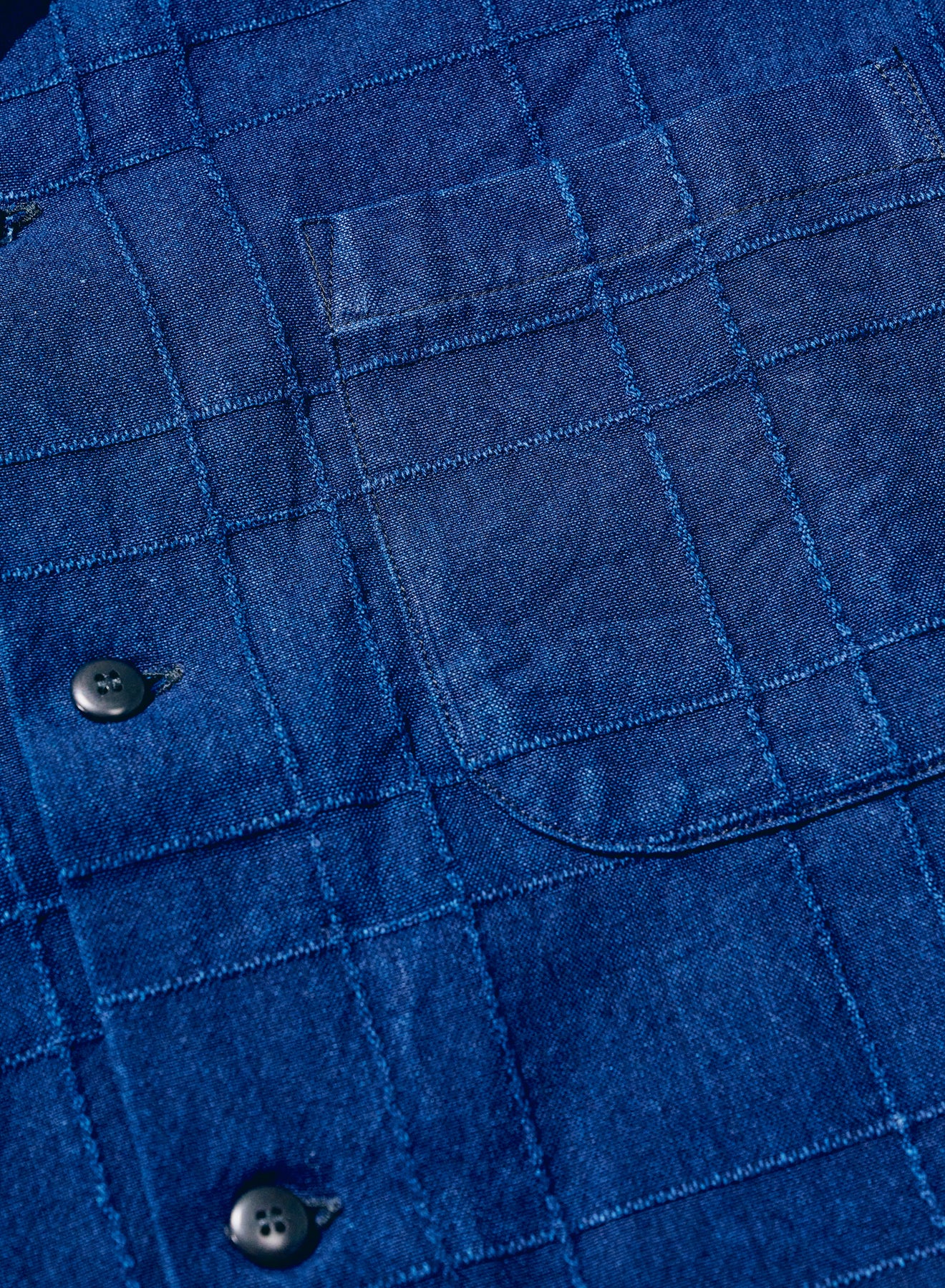 SOS26-ARS (Indigo Sashiko Lattice Open Collar Shirt)