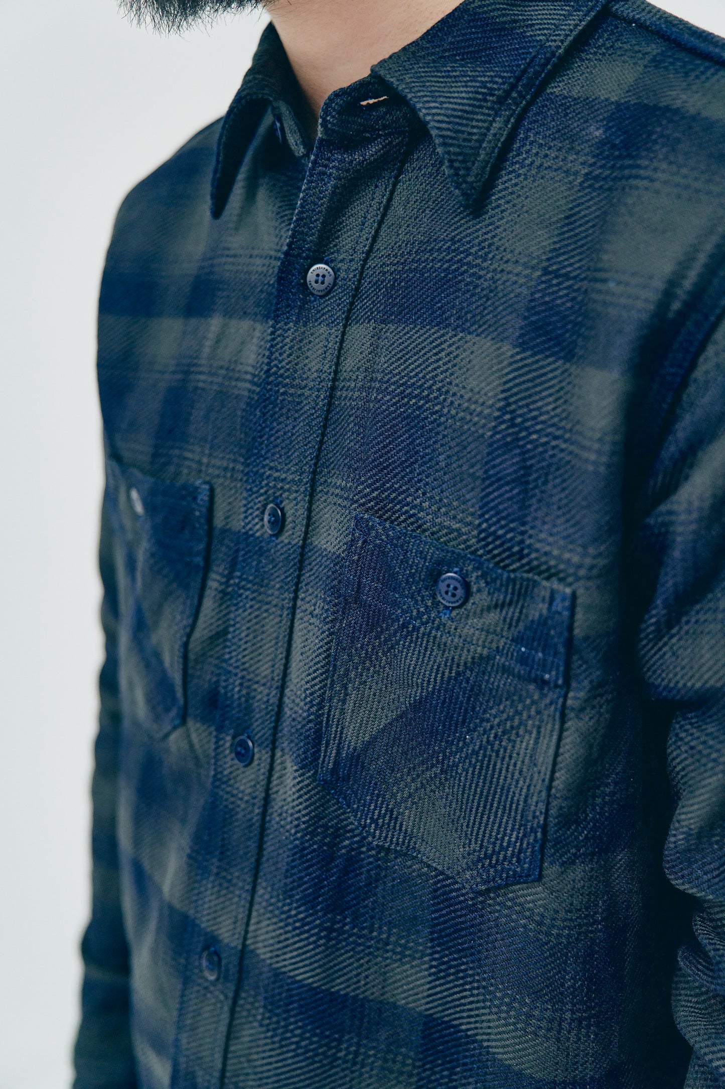 SIN24-03 Rope Dyed Indigo Flannel Shirt