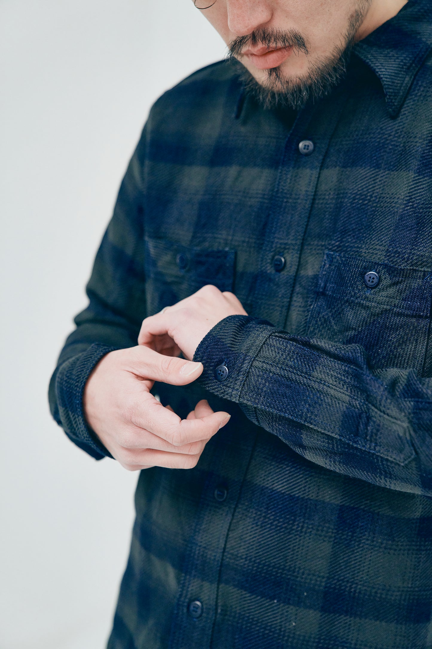 SIN24-03 Rope Dyed Indigo Flannel Shirt