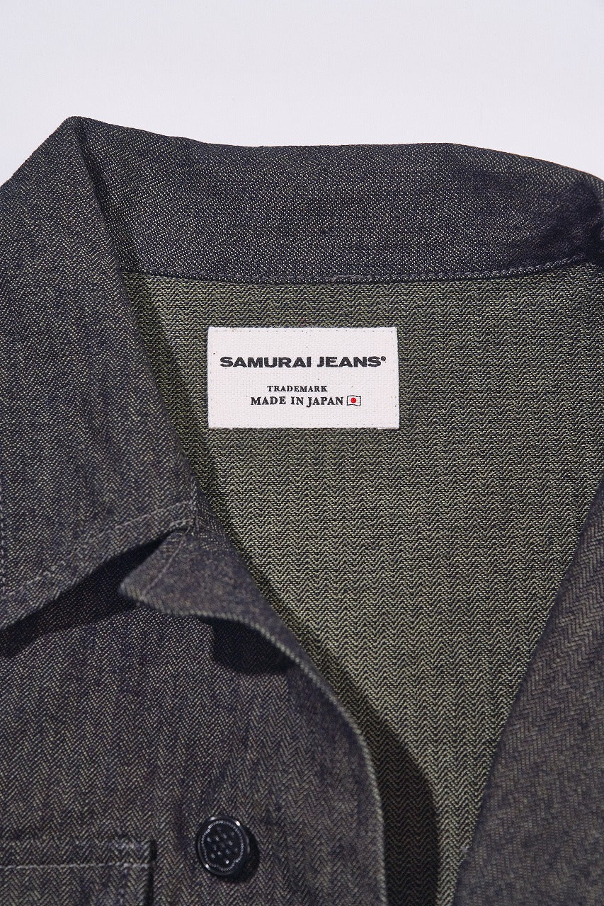 SJFJK26-BOB (Black on Blue Herringbone Field Jacket)