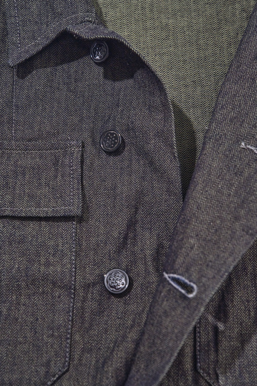 SJFJK26-BOB (Black on Blue Herringbone Field Jacket)