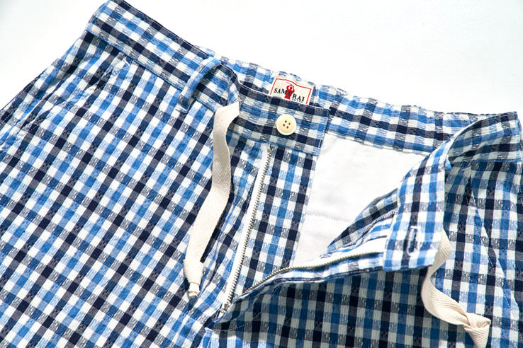 SJSP25-CS 藍刺し子ギンガムチェックイージーショーツ