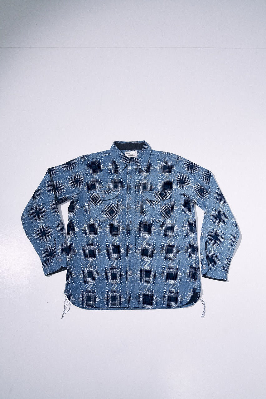 SSS26-YBC (Indigo-dyed Snow Ombre Check Pattern Work Shirt)