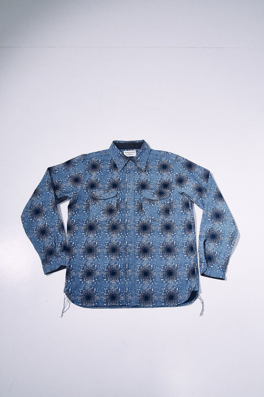 SSS26-YBC (Indigo-dyed Snow Ombre Check Pattern Work Shirt)