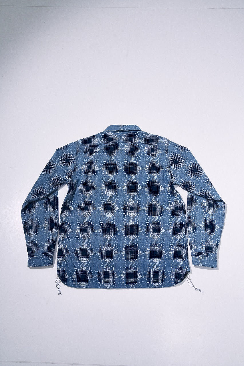 SSS26-YBC (Indigo-dyed Snow Ombre Check Pattern Work Shirt)
