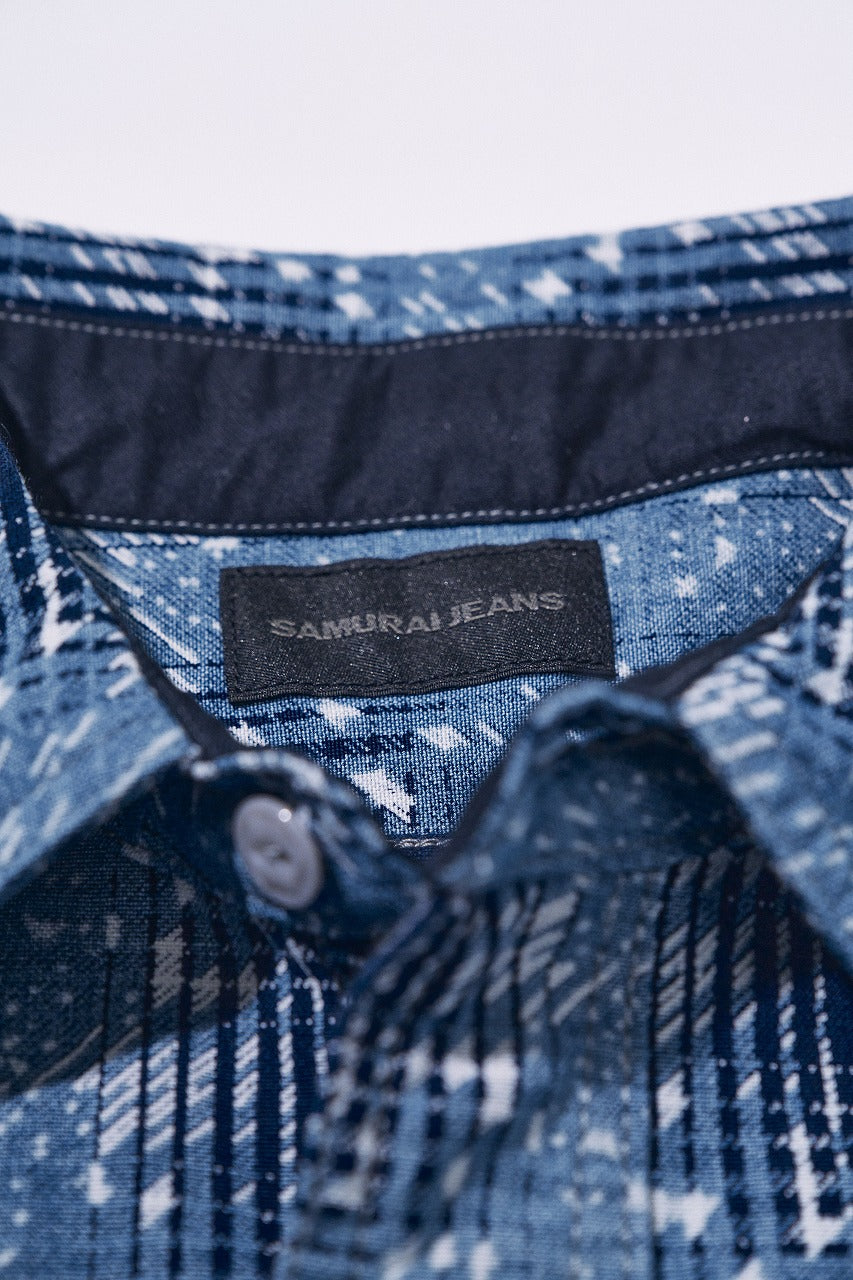 SSS26-YBC (Indigo-dyed Snow Ombre Check Pattern Work Shirt)