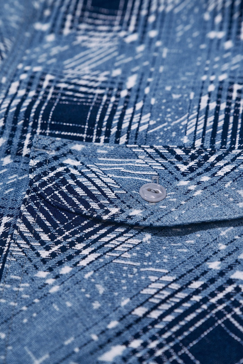 SSS26-YBC (Indigo-dyed Snow Ombre Check Pattern Work Shirt)