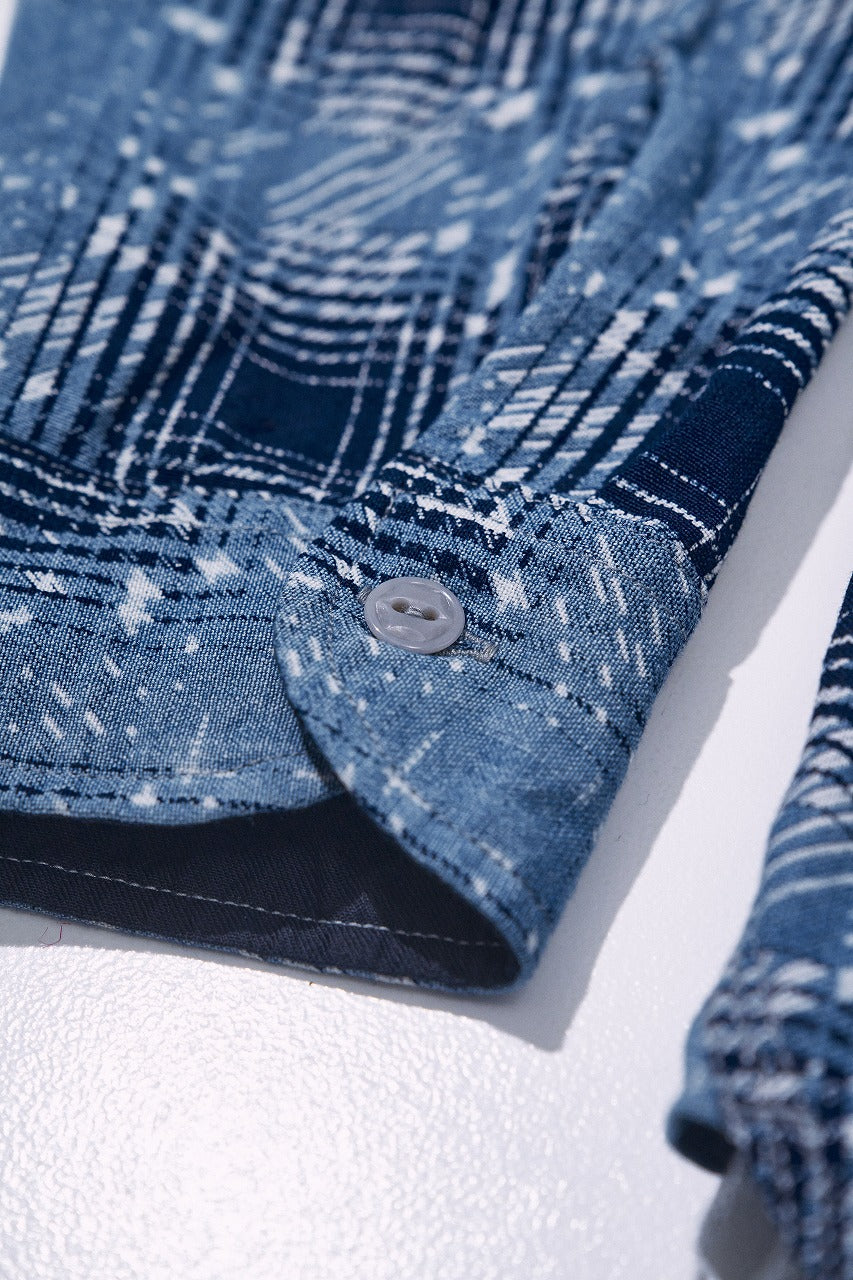 SSS26-YBC (Indigo-dyed Snow Ombre Check Pattern Work Shirt)