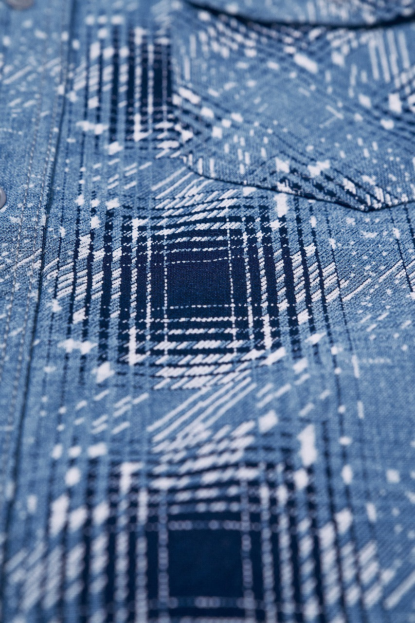 SSS26-YBC (Indigo-dyed Snow Ombre Check Pattern Work Shirt)
