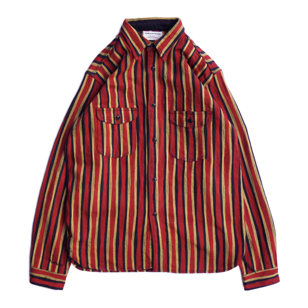 SDN23-01 Drunken Stripe Flannel Shirt | SAMURAI JEANS ONLINE STORE