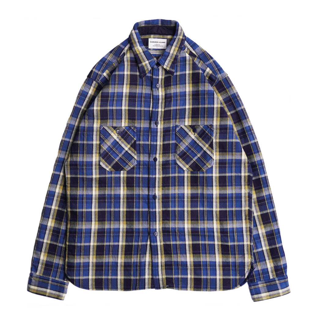 SIN23-01 Ropedye Indigo Heavy Flannel Work Shirt