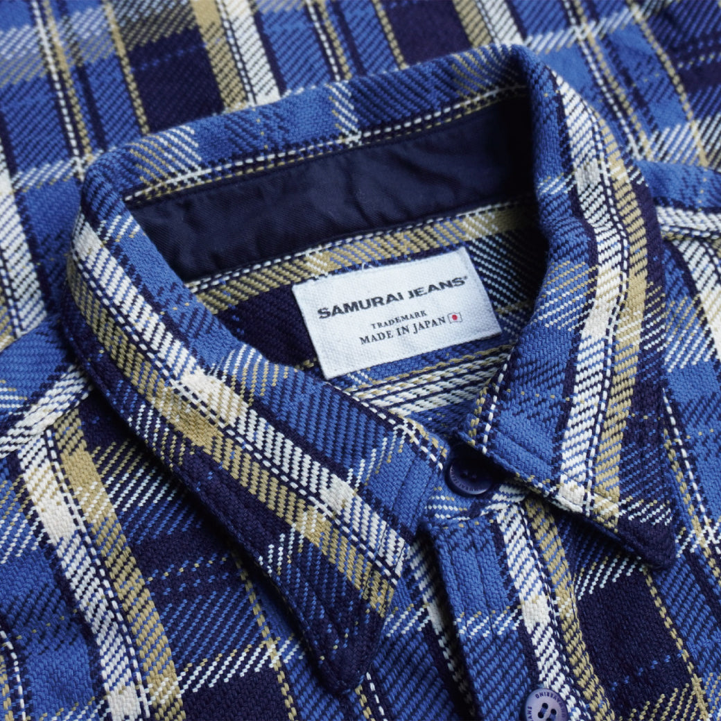 SIN23-01 Ropedye Indigo Heavy Flannel Work Shirt