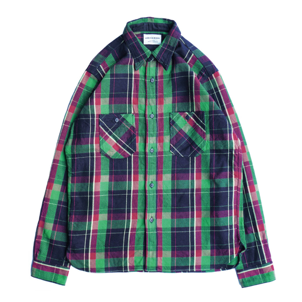SIN23-01 Ropedye Indigo Heavy Flannel Work Shirt
