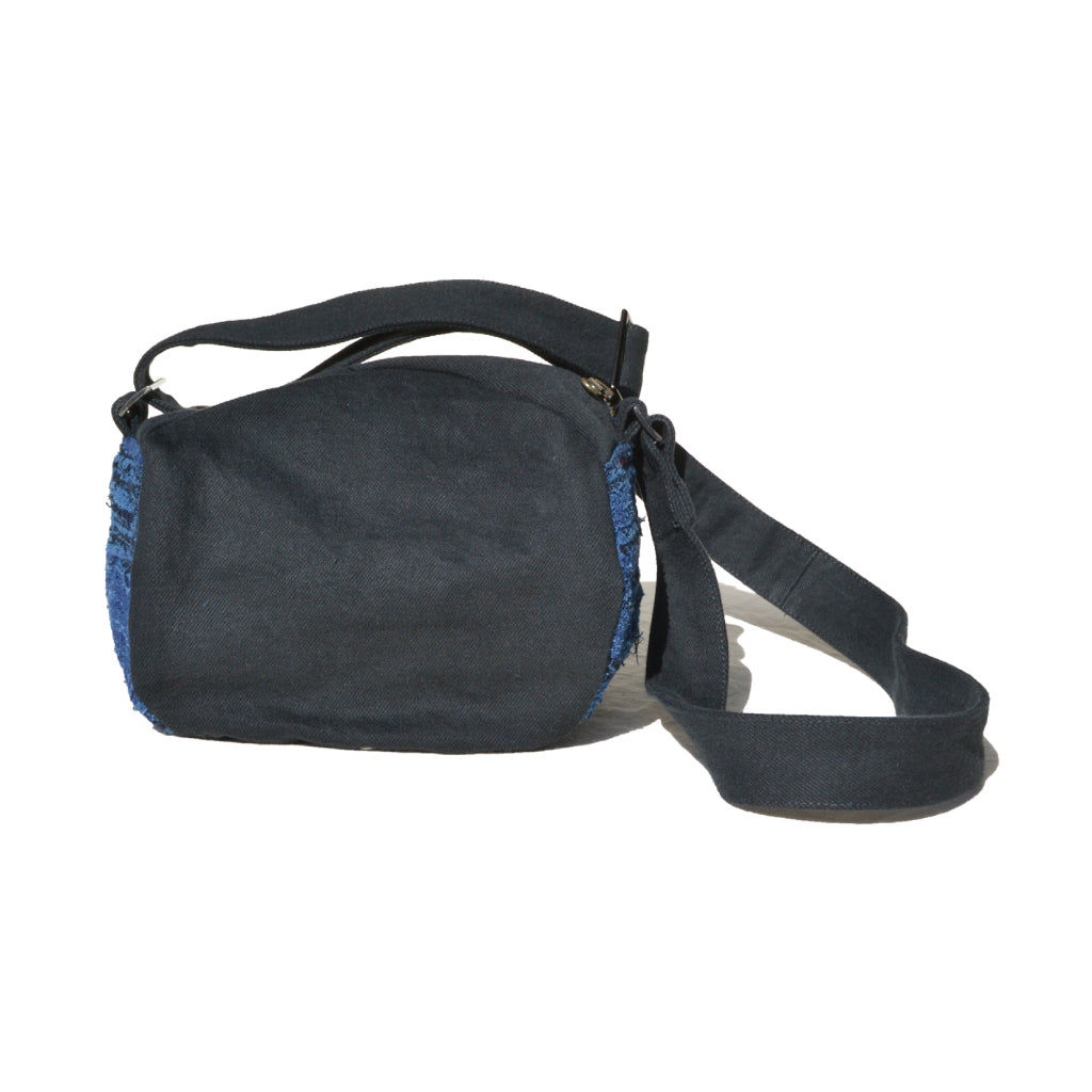 SJDB22-SR Indigo Sakiori x Black Denim Balloon Bag | SAMURAI JEANS